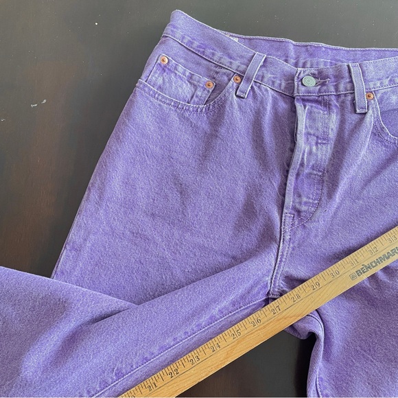 LEVI'S FRESH 501 Original Crop Jean Botanical Lavender Pea Tab Poetcore Pastel - Picture 7 of 13